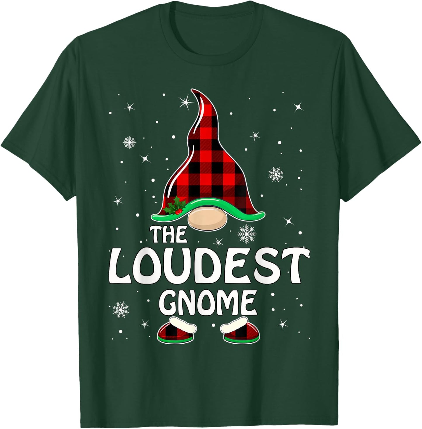 Loudest Gnome Buffalo Plaid Matching Family Christmas Pajama T-Shirt - T-Shirt | Forest