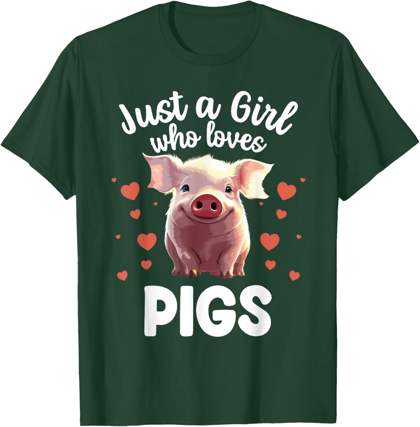 Funny Pig Lover Design Girls Farm Animal Piggy Pig T-Shirt - T-Shirt | Forest