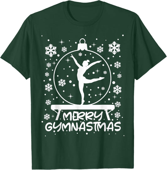 Funny Gymnast Xmas Lights Gymnastics Christmas T-Shirt - T-Shirt | Forest