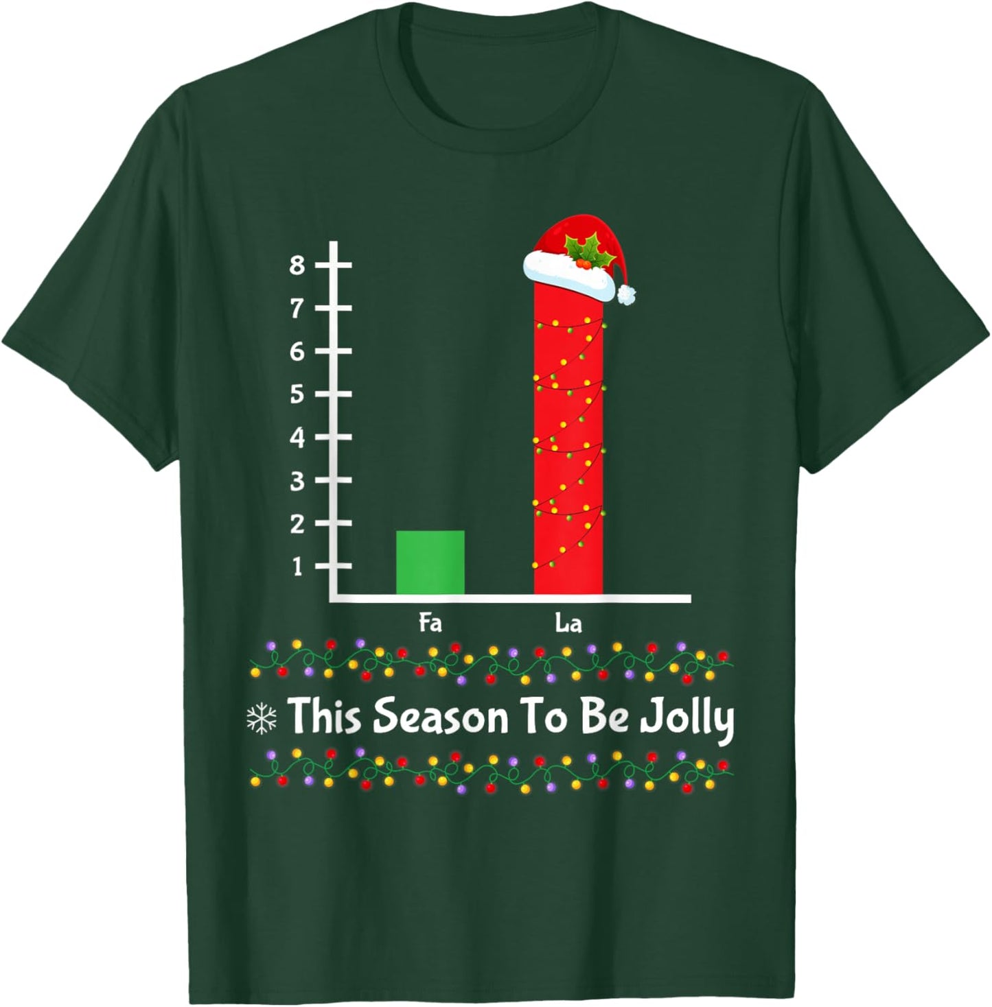 Funny Christmas Fa La La Bar Graph Math Santa Hat Gifts T-Shirt - T-Shirt | Forest