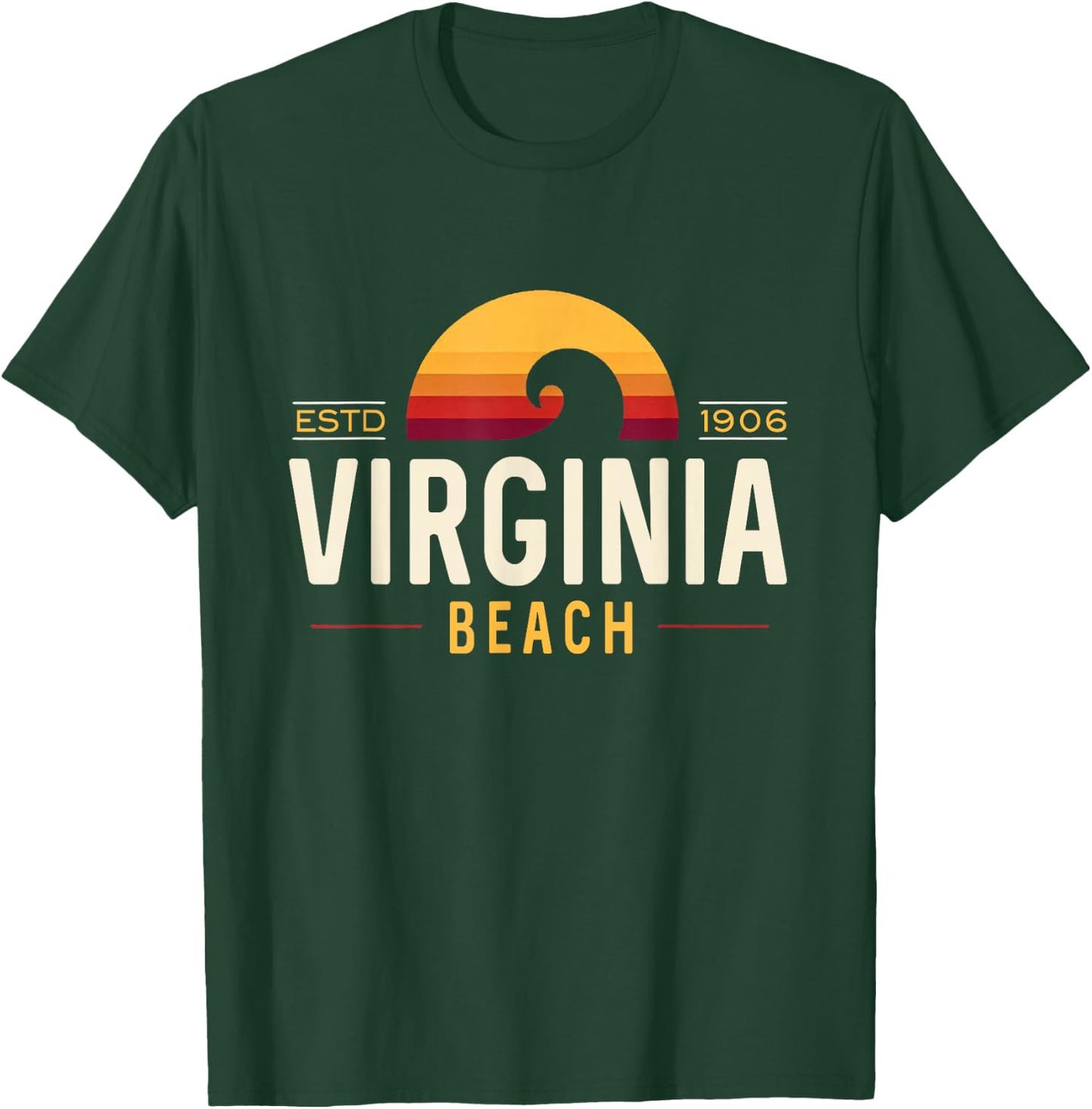 Virginia Beach Virginia | Virginia Beach Retro Wave Logo T-Shirt - T-Shirt | Forest