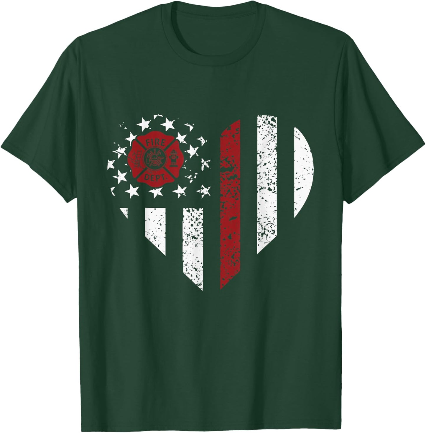 Heart Firefighter Emt Fire Department Vintage Fireman T-Shirt - T-Shirt | Forest