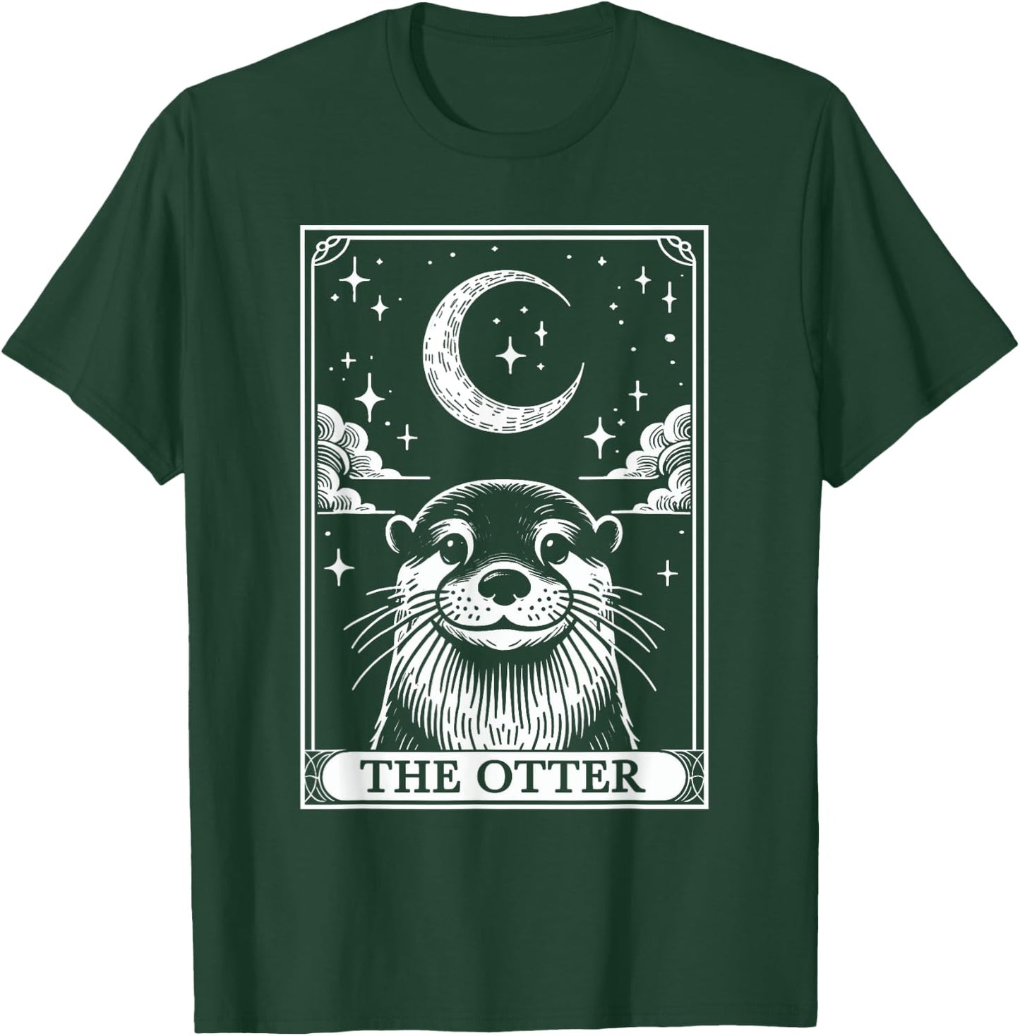 Tarot Card Vintage Crescent Moon Otter Animal Lovers T-Shirt - T-Shirt | Forest