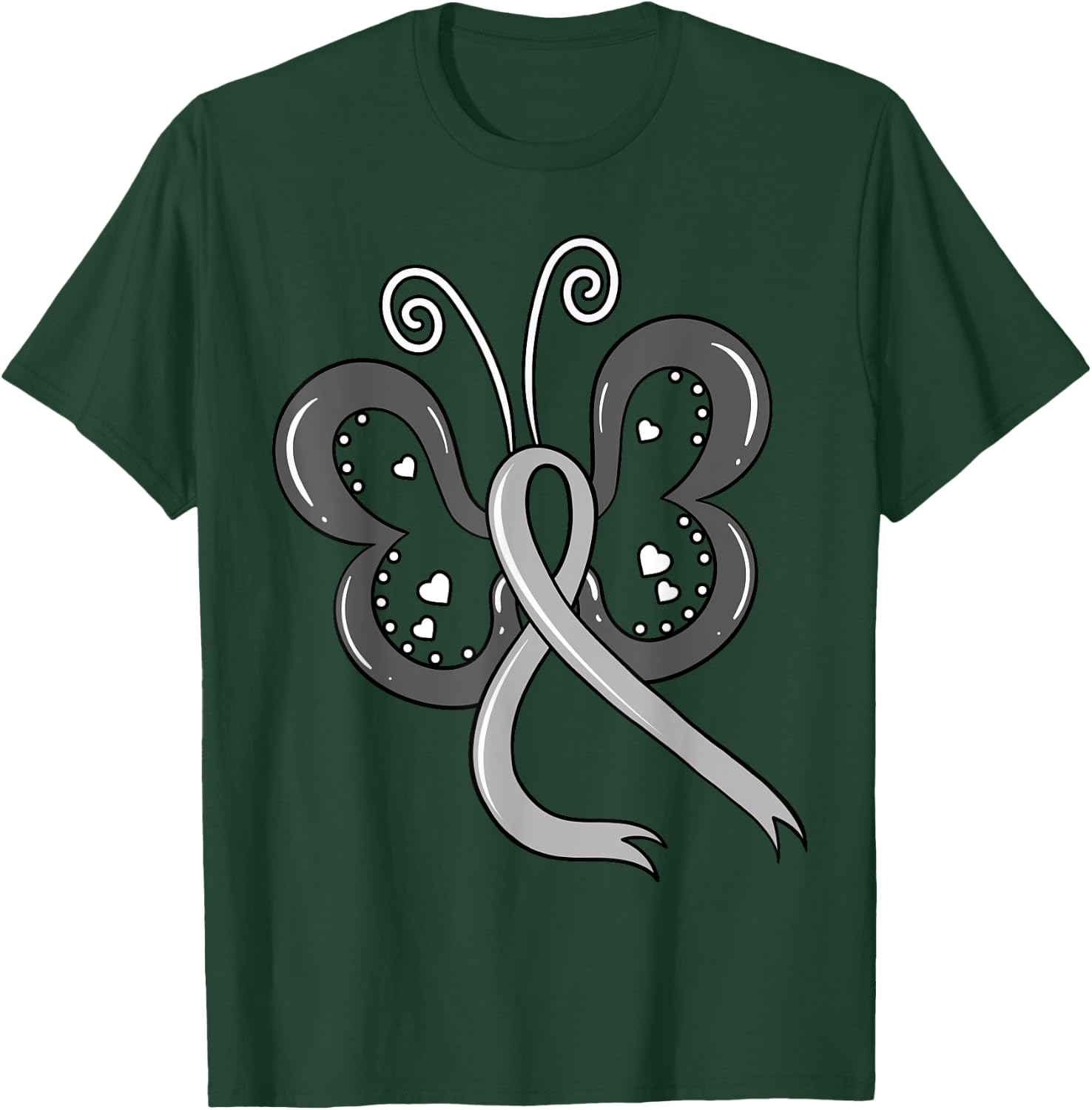 Parkinsons Butterfly Gray Ribbon Degenerative Disorder Moths T-Shirt - T-Shirt | Forest