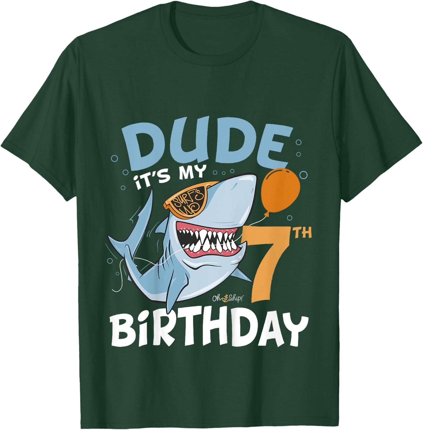 Kids Dude it's my 7th Birthday - 7th Shark Birthday Boy T-Shirt - T-Shirt | Forest