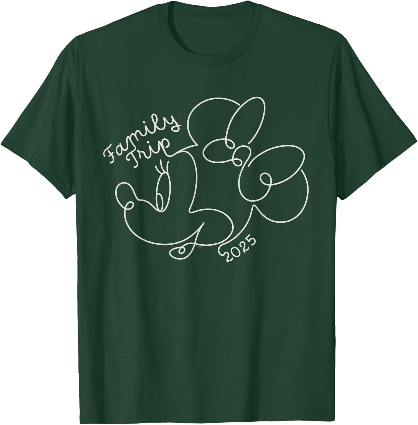 Disney Minnie Mouse Line Drawing Family Trip Vacation 2025 T-Shirt - T-Shirt | Forest