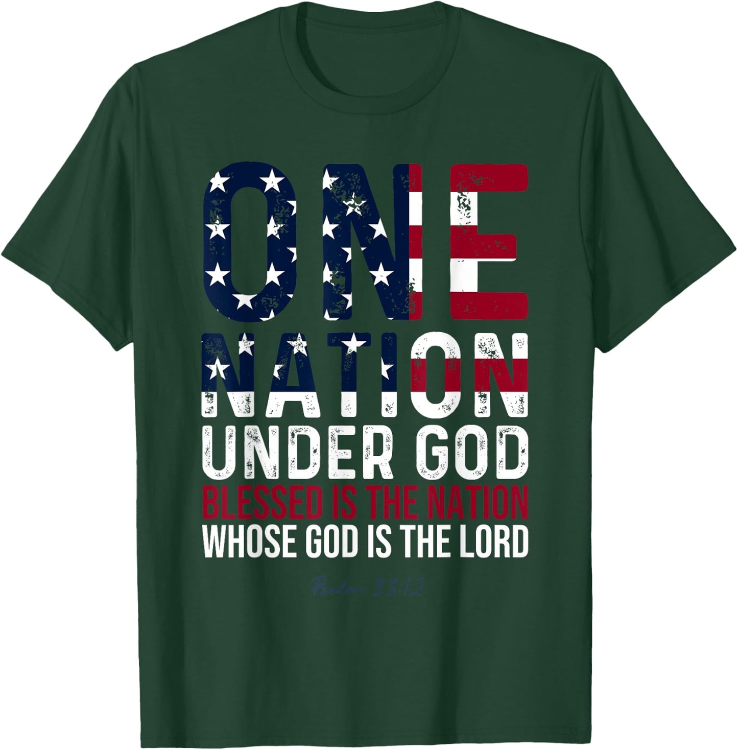 One Nation Under God Blessed Is The Nation Whose God T-Shirt - T-Shirt | Forest