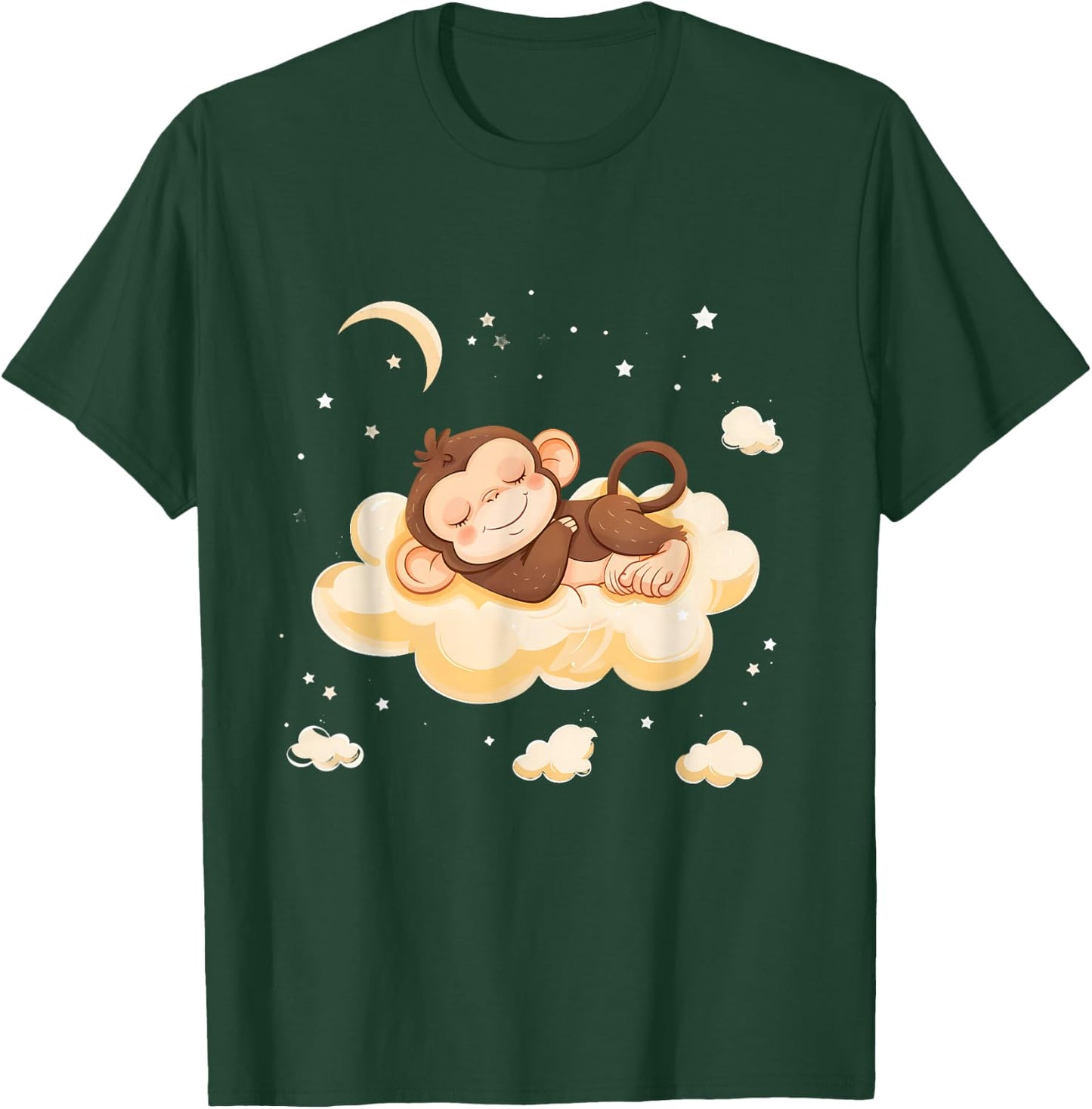 Sleepy Monkey Cloud Sleepy Animal Sleeping Monkey Napping T-Shirt - T-Shirt | Forest