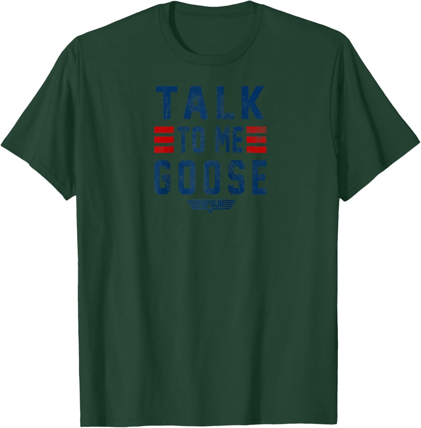 Top Gun Talk to Me Goose Distressed Text Raglan Baseball T-Shirt - T-Shirt | Forest