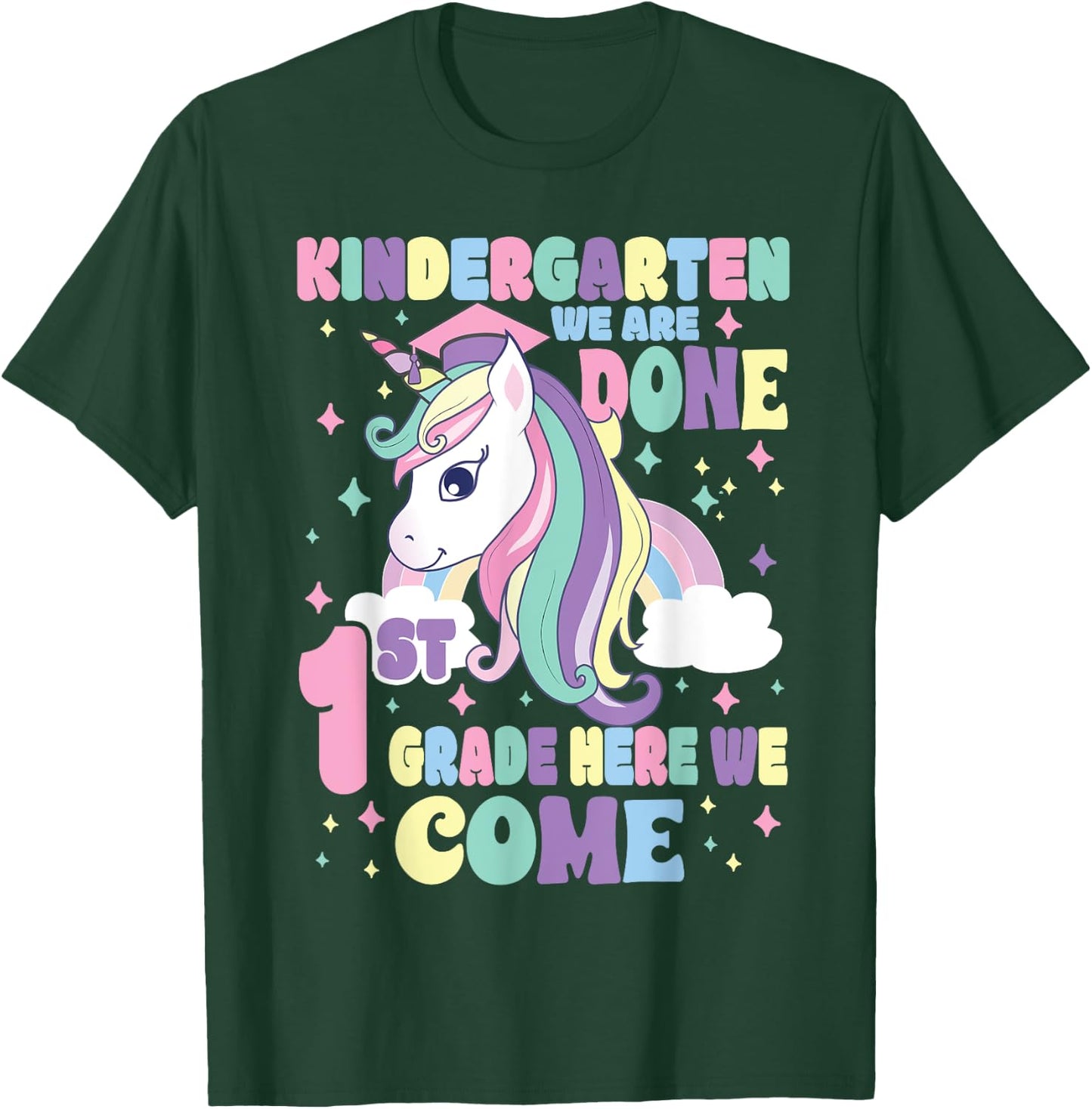 Kindergarten Graduation Magical Unicorn Girls Graduation T-Shirt - T-Shirt | Forest