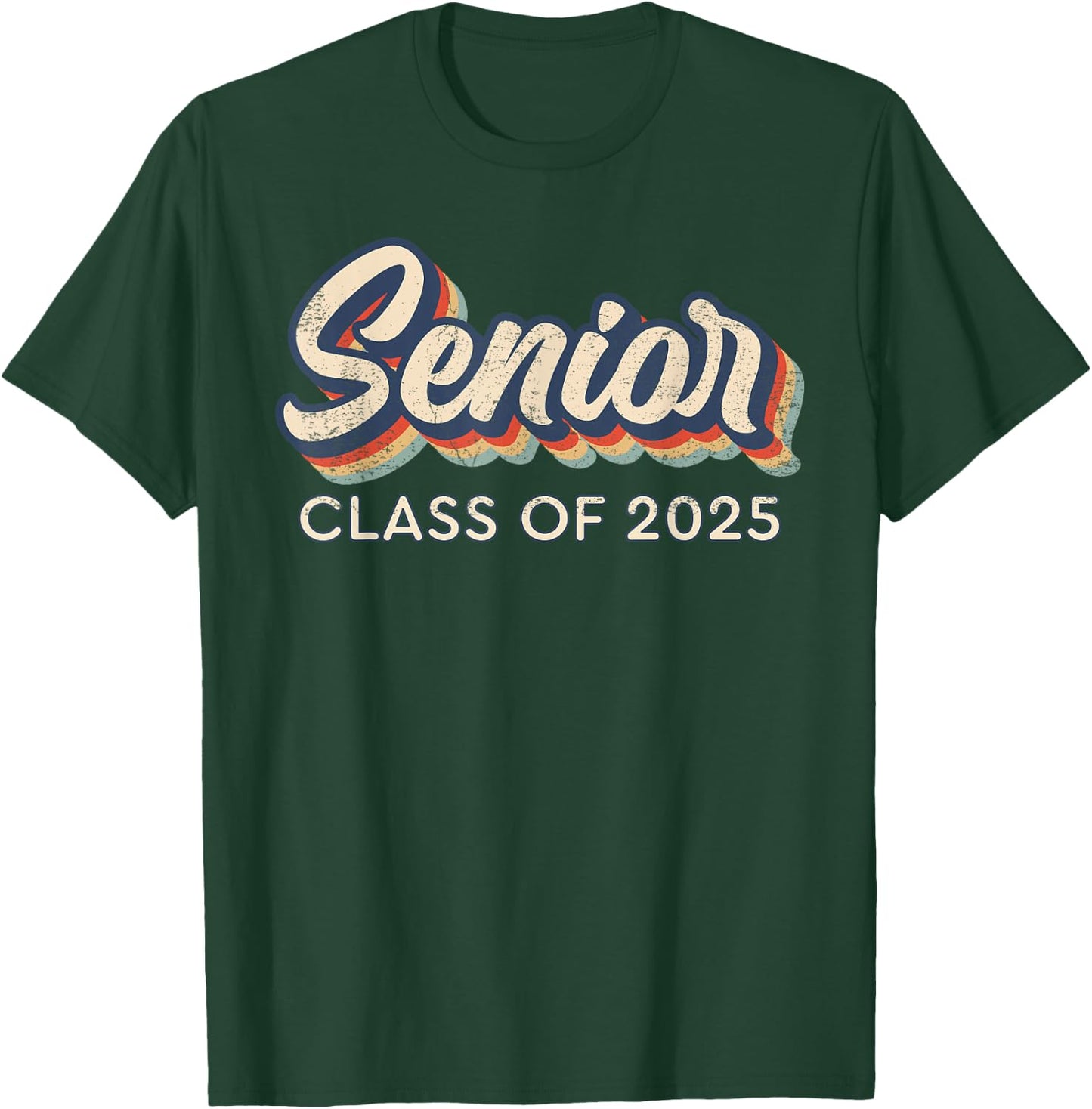 Retro Senior Class of 2025 Senior 2025 Graduate High School T-Shirt - T-Shirt | Forest