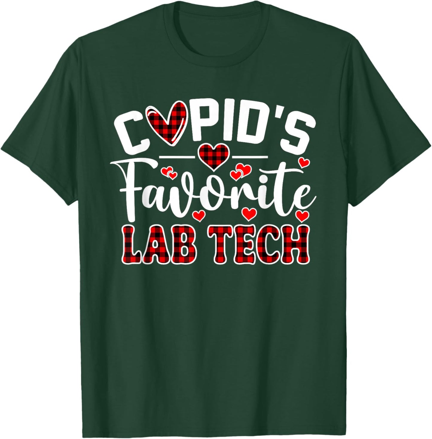 Cupid's Favorite Lab Tech Cute Heart Valentine's Day T-Shirt - T-Shirt | Forest
