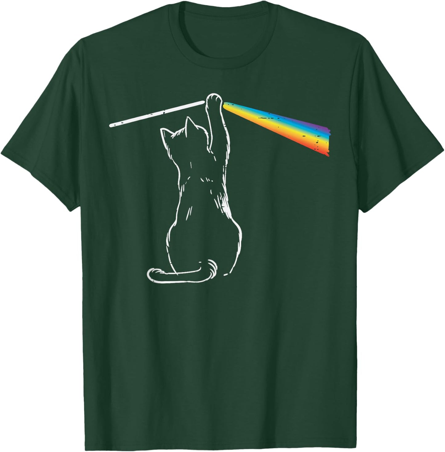 Cat Rainbow Light Cool Prism Science Spectral Men Women Kids T-Shirt - T-Shirt | Forest