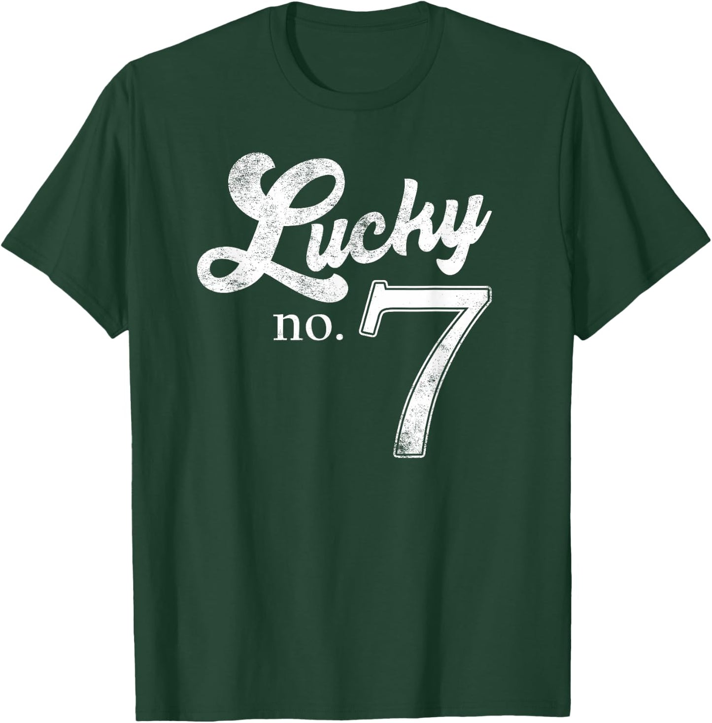 Lucky Number Seven Distressed Favourite Number Seven T-Shirt - T-Shirt | Forest