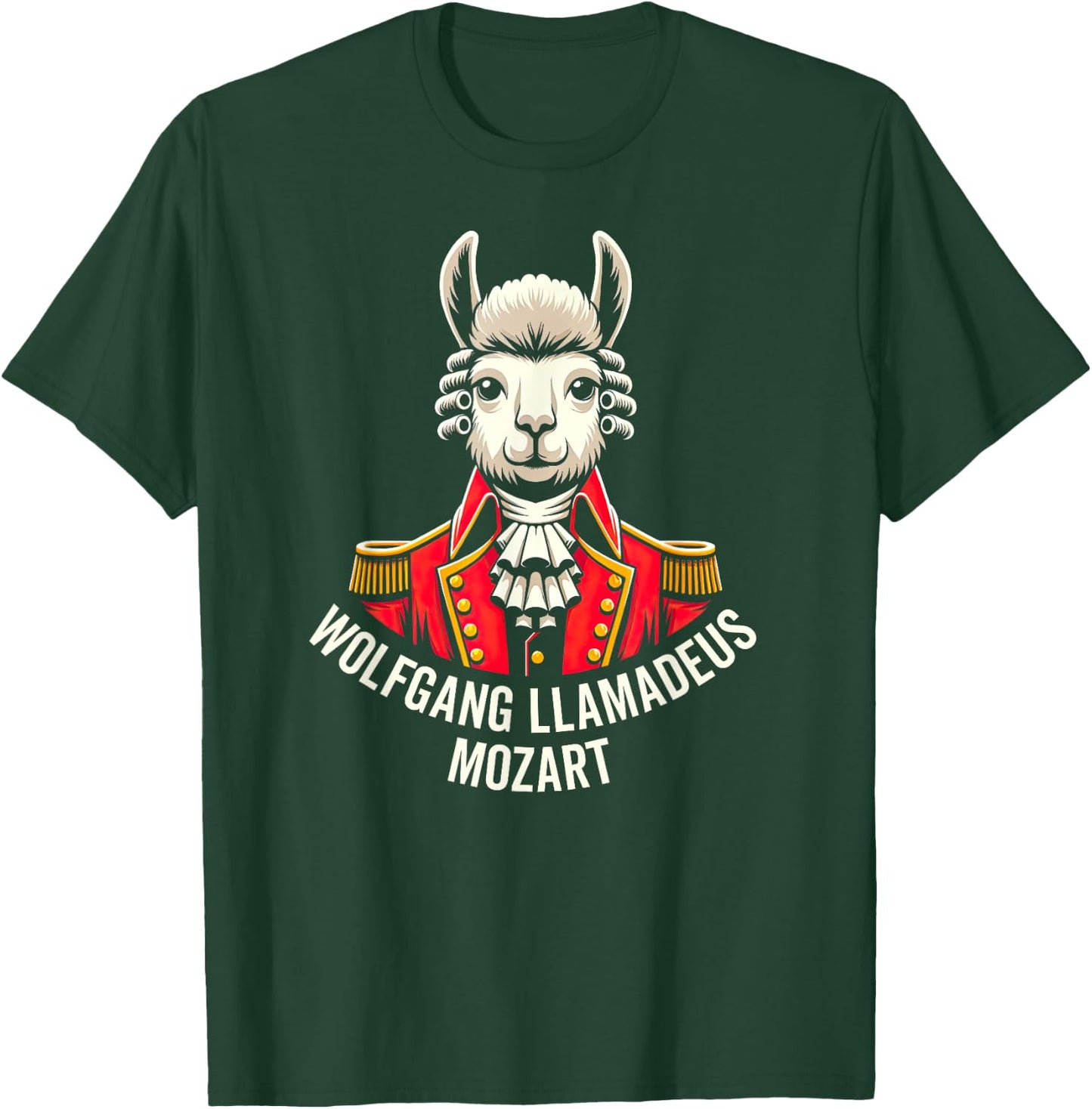 Wolfgang Llama Portrait Llamadeus Mozart Classical Music Hum T-Shirt - T-Shirt | Forest