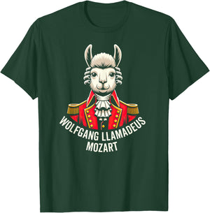Wolfgang Llama Portrait Llamadeus Mozart Classical Music Hum T-Shirt - T-Shirt | Forest
