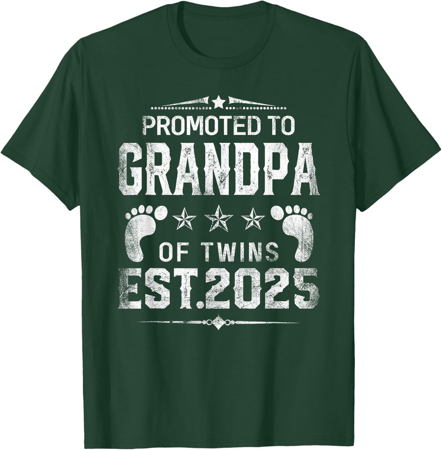 Promoted to Grandpa of twins 2025 New Grandpa Father's day T-Shirt - T-Shirt | Forest