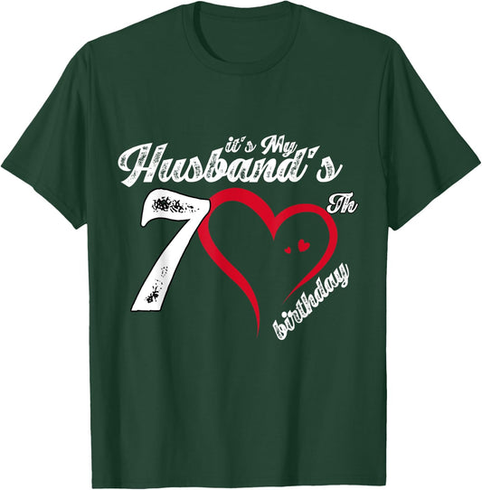 It's My Husband's 70th Birthday Vintage 70th Birthday T-Shirt - T-Shirt | Forest