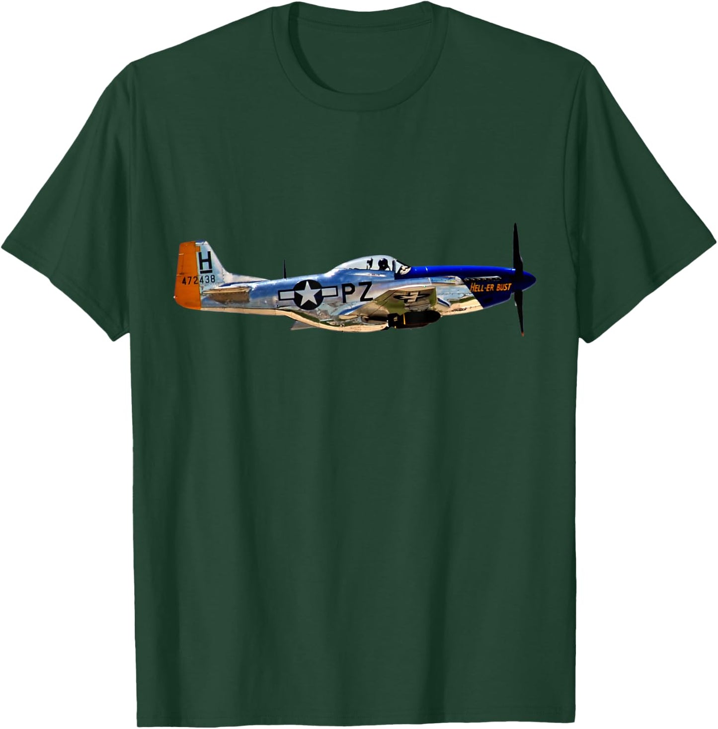 P-51 Mustang WWII Fighter Plane US Military Aviation History T-Shirt - T-Shirt | Forest