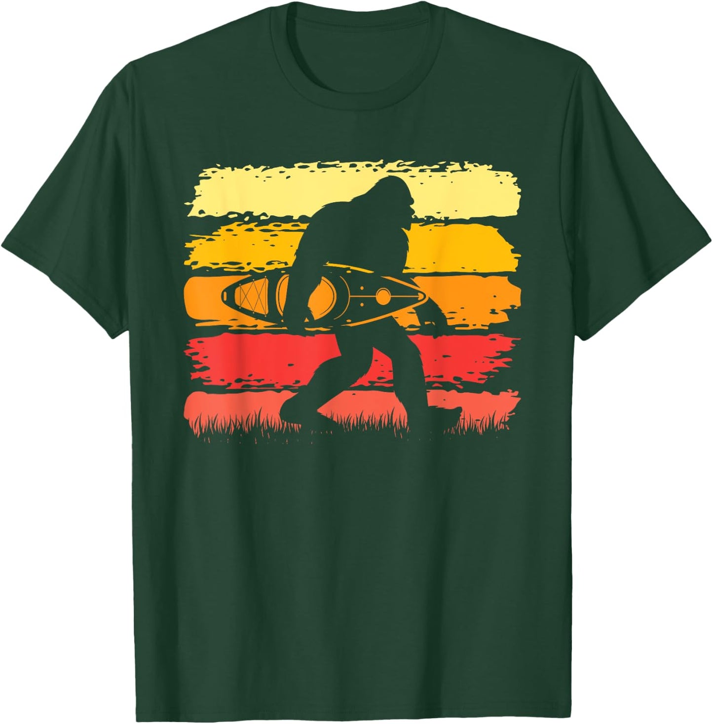 Retro Bigfoot Kayak Vintage Sasquatch Kayaking T-Shirt - T-Shirt | Forest