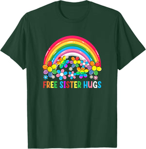 Free Sister Hugs Lgbt Gay Lesbian Transgender Pride Rainbow T-Shirt - T-Shirt | Forest