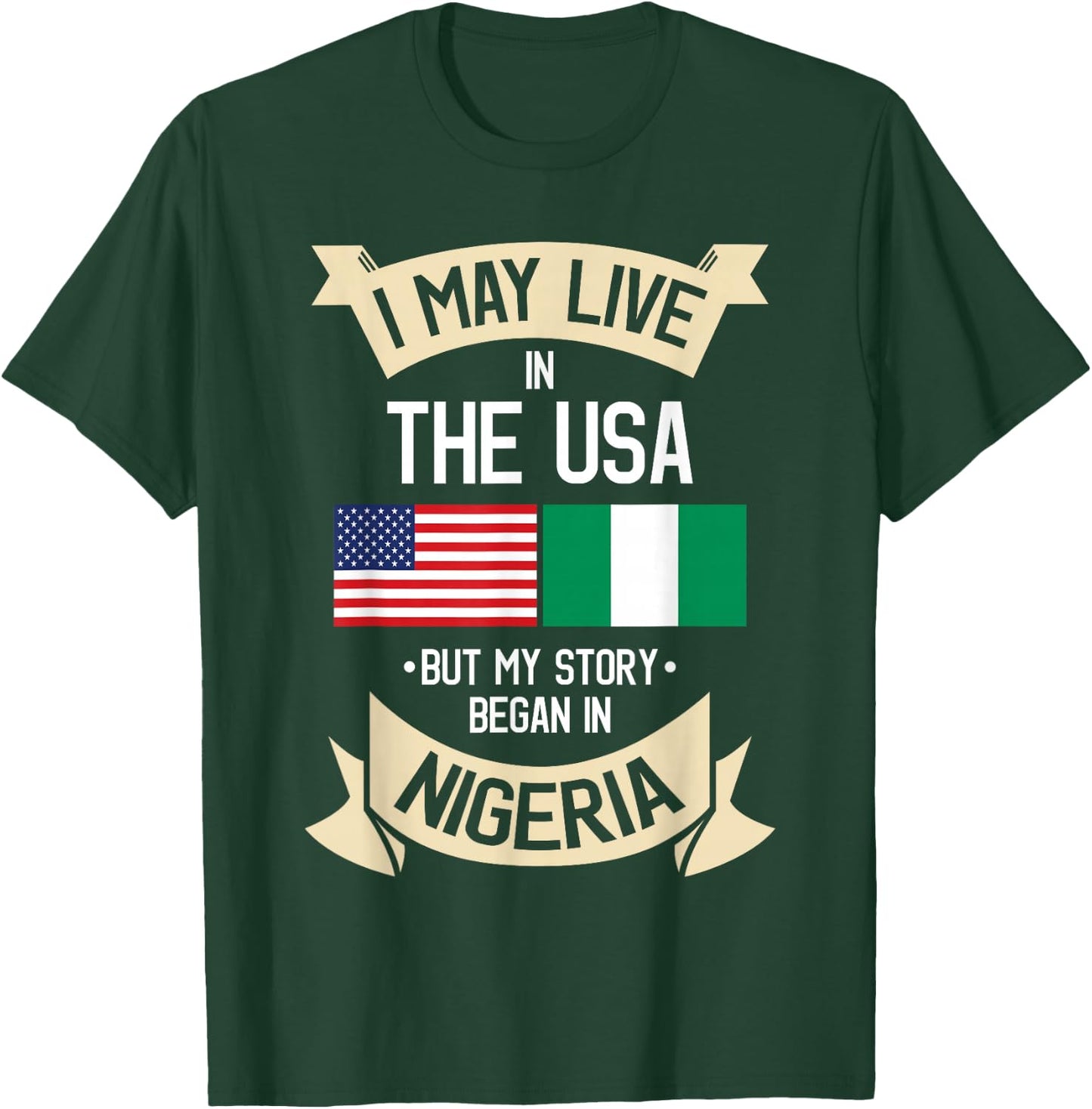 Nigeria American Flag USA Nigerian Roots Gifts T-Shirt - T-Shirt | Forest