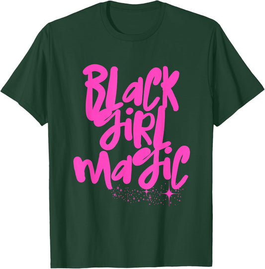 Hot Pink Black Girl Magic Stars Melanin Black Queen Woman T-Shirt - T-Shirt | Forest
