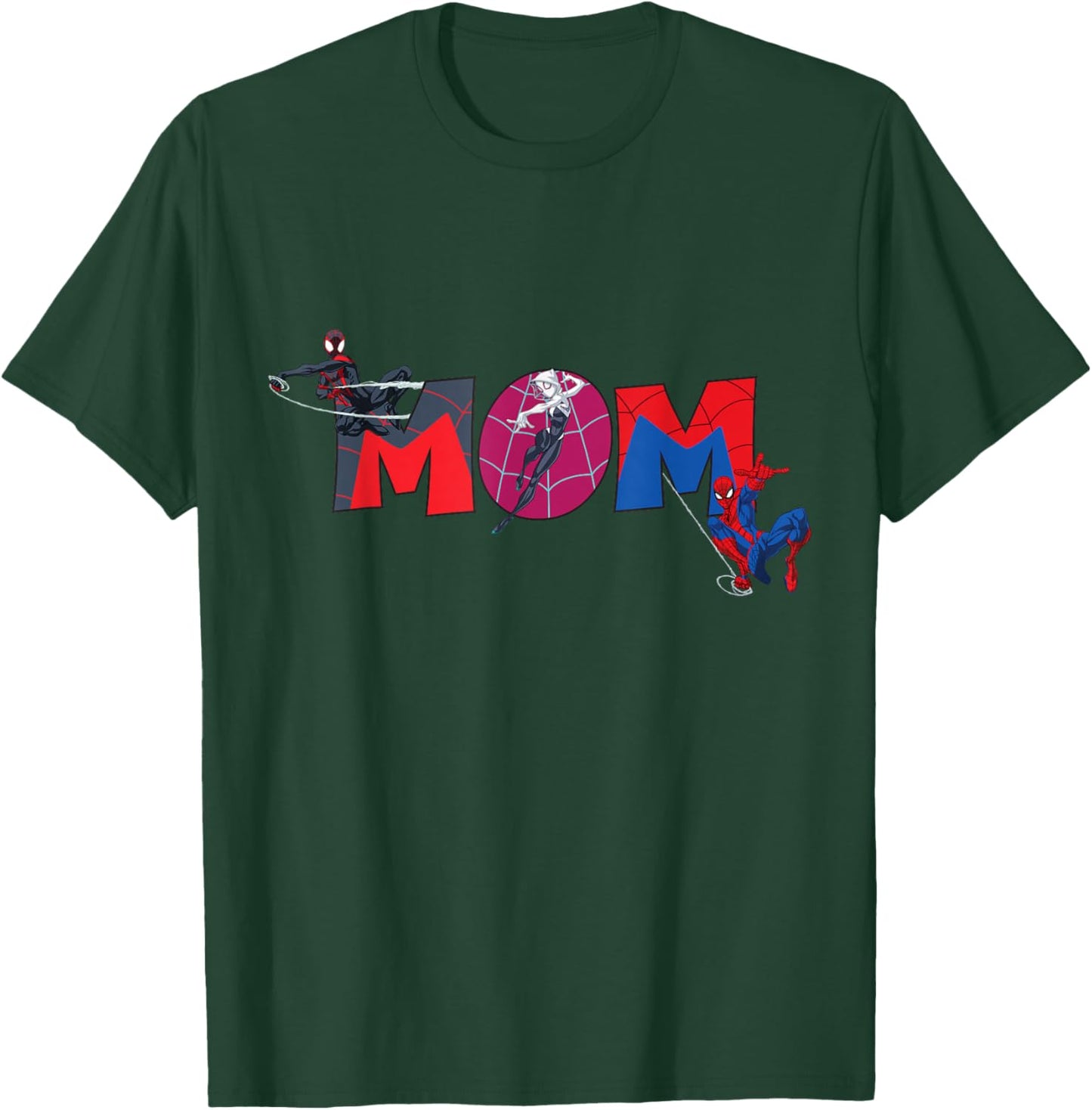 Marvel Spider-Man Trio Mom Mother's Day Family Trip Birthday T-Shirt - T-Shirt | Forest