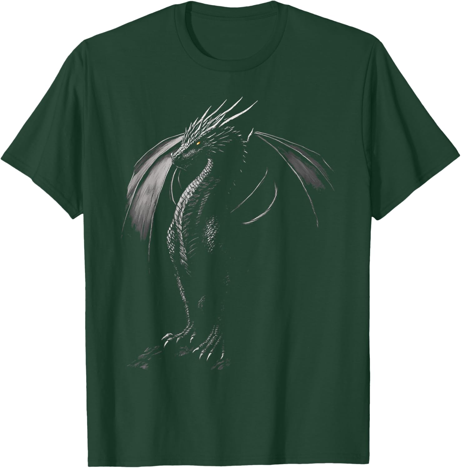 Black Dragon Motif Mythical Illustration Black Dragon T-Shirt - T-Shirt | Forest