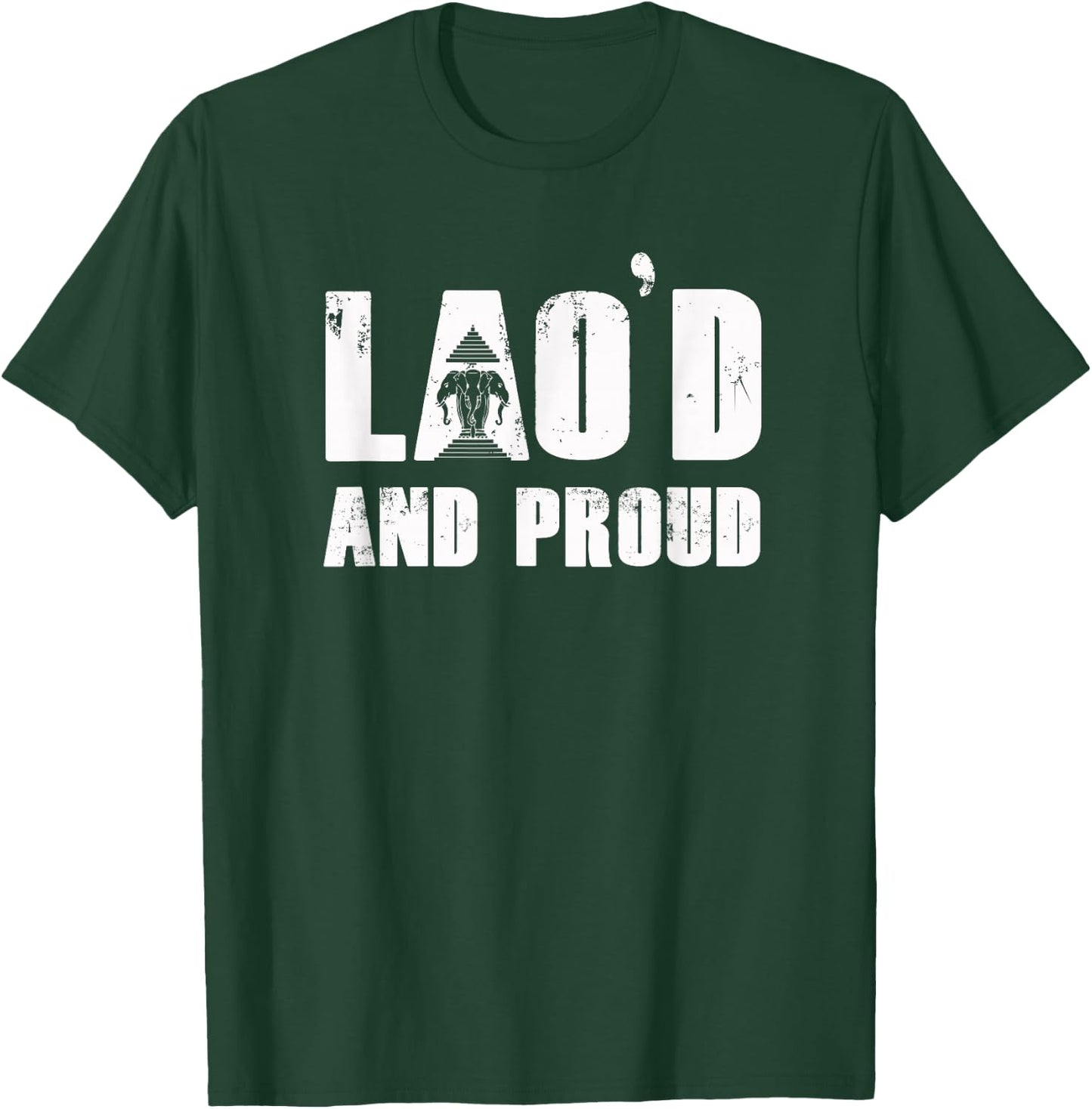 Lao Designs by RespekDis | Lao'D and Proud | -Adults | Black | Small | Short Sleeve | | Cultural | Gift T-Shirt - T-Shirt | Forest