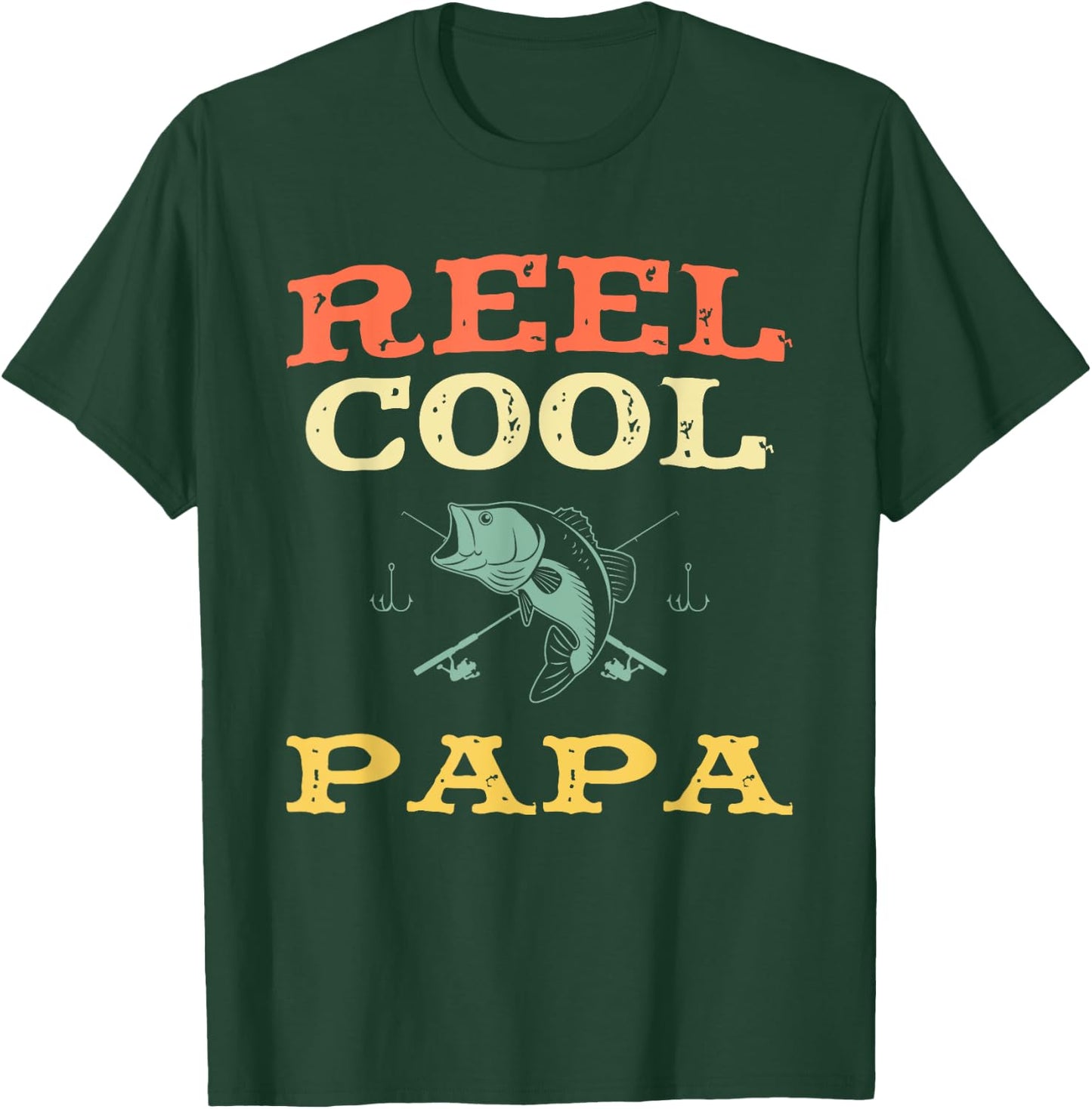 Reel Cool Papa Fishing Fisherman Funny Vintage T-Shirt - T-Shirt | Forest