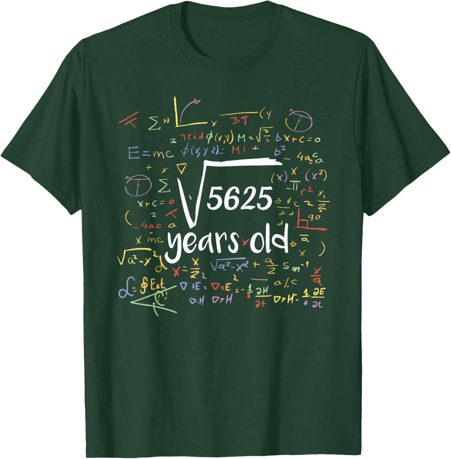 Square Root Of 5625 75 Years Old Celebrate Party Birthday T-Shirt - T-Shirt | Forest