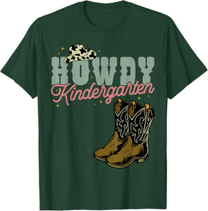 Howdy Kindergarten Cowgirl Cowboy Teacher Kindergarten T-Shirt - T-Shirt | Forest
