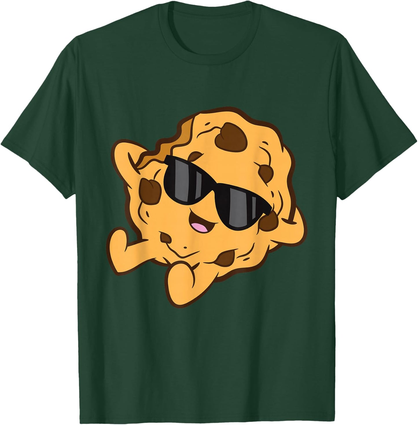 Cute Chocolate Chip Cookie For Cookie Lovers -Kids Black Kawaii Modern Graphic Small T-Shirt - T-Shirt | Forest