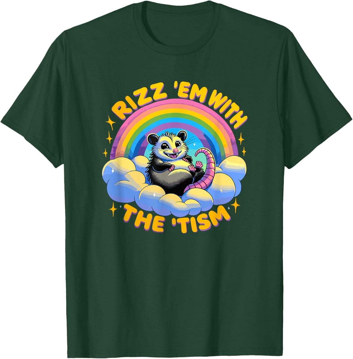 Autism Funny Rizz Em With The Tism Meme Autistic Opossum T-Shirt - T-Shirt | Forest