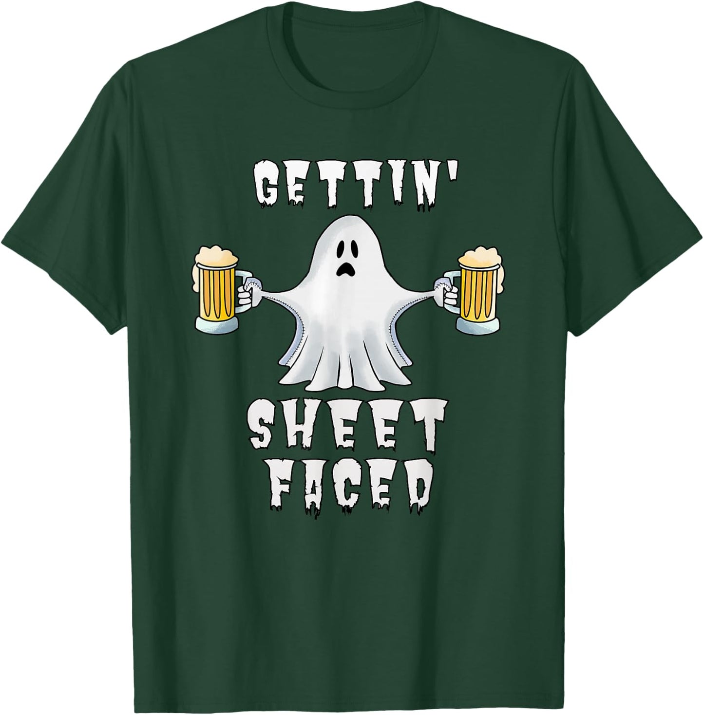 Halloween Boos Booze Beer Drinking Alcohol Ghost T-Shirt - T-Shirt | Forest