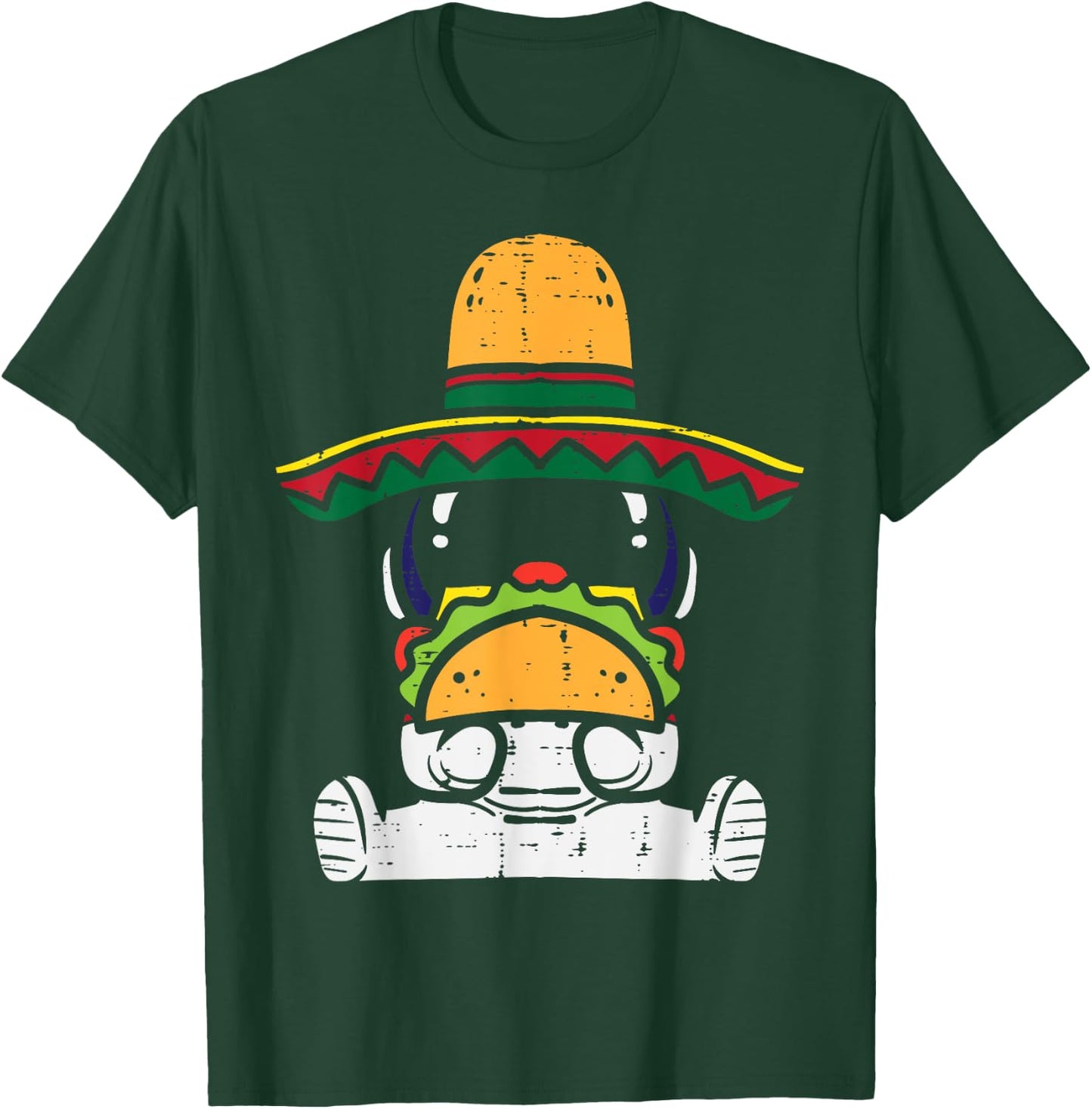 Mexican Astronaut Sombrero Tacos Space Food Men Women Kids T-Shirt - T-Shirt | Forest