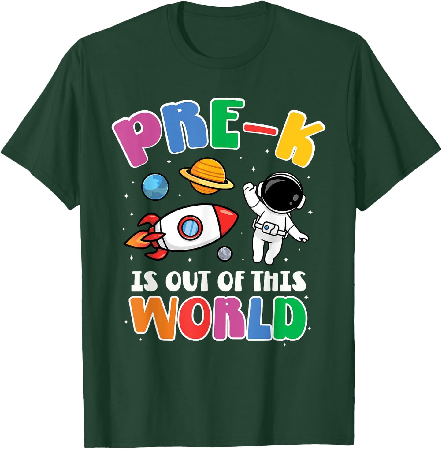 Pre-K Student Teacher Astronaut Space Back To School T-Shirt - T-Shirt | Forest