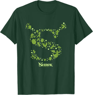 Shrek Character Silhouettes Iconic S Logo T-Shirt - T-Shirt | Forest