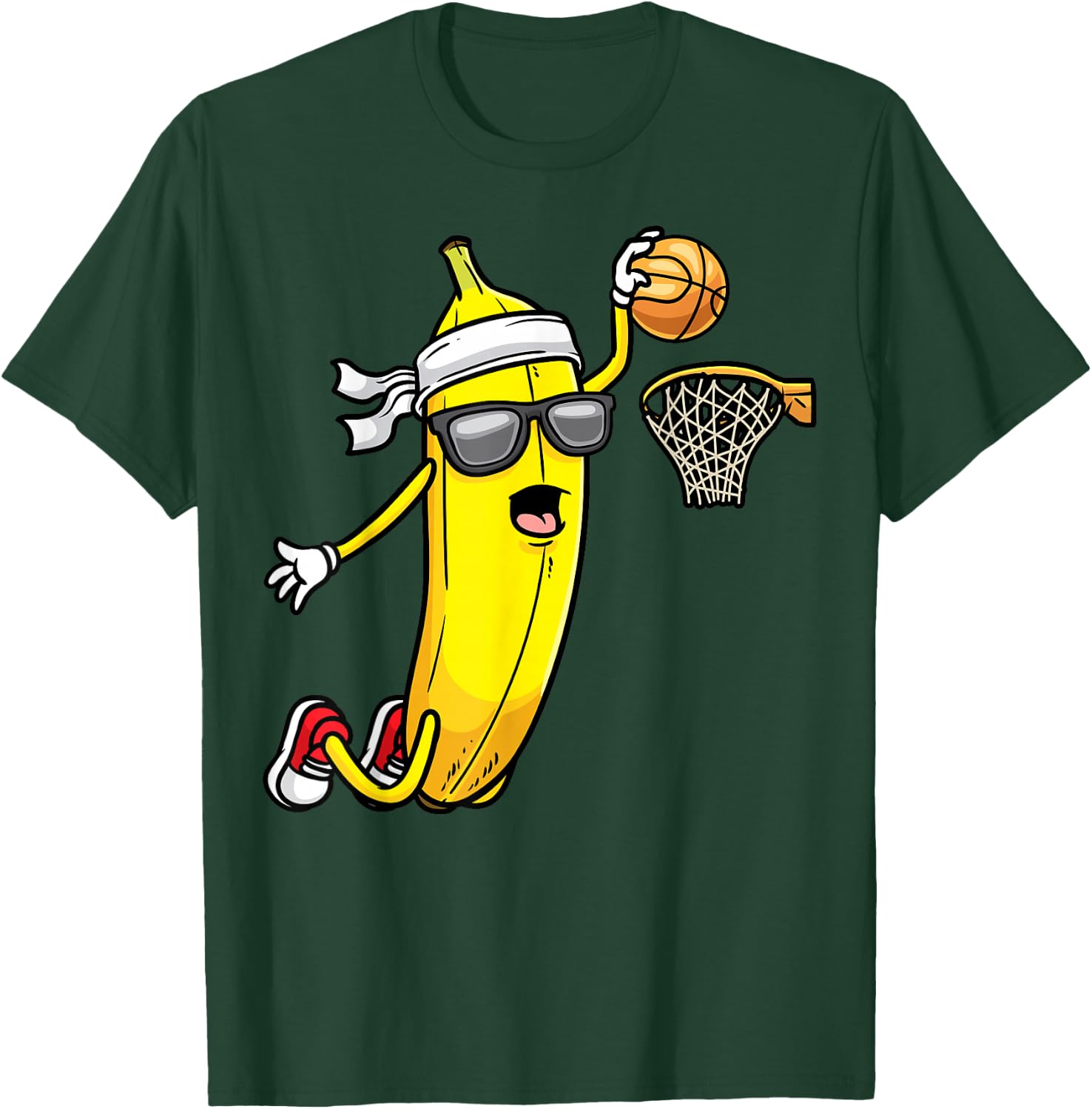 Banana Playing Basketball Fruit Lover Basketball Player T-Shirt - T-Shirt | Forest