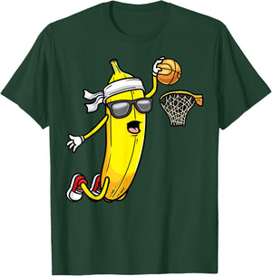 Banana Playing Basketball Fruit Lover Basketball Player T-Shirt - T-Shirt | Forest