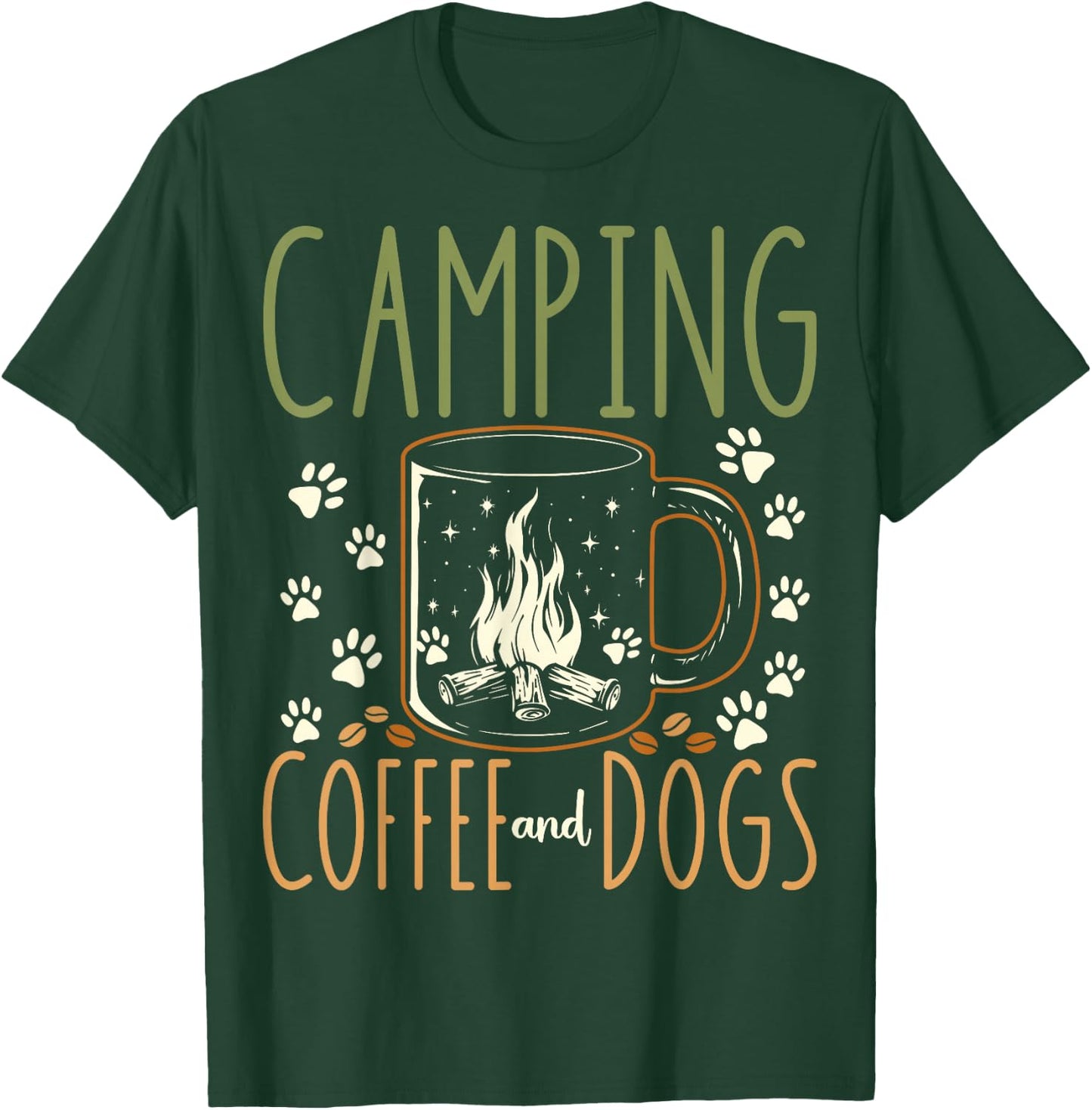 Camping Coffee And Dogs T-Shirt - T-Shirt | Forest