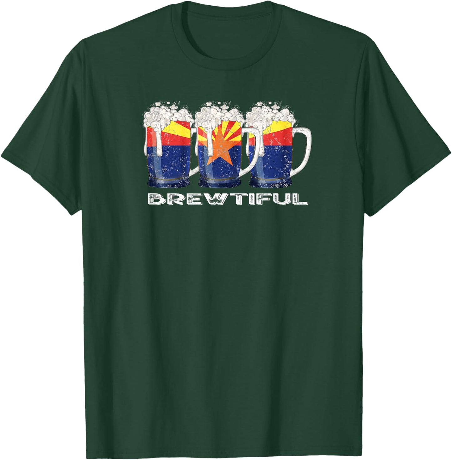 Beer Lover Funny Brewtiful AZ Arizona State Flag T-Shirt - T-Shirt | Forest