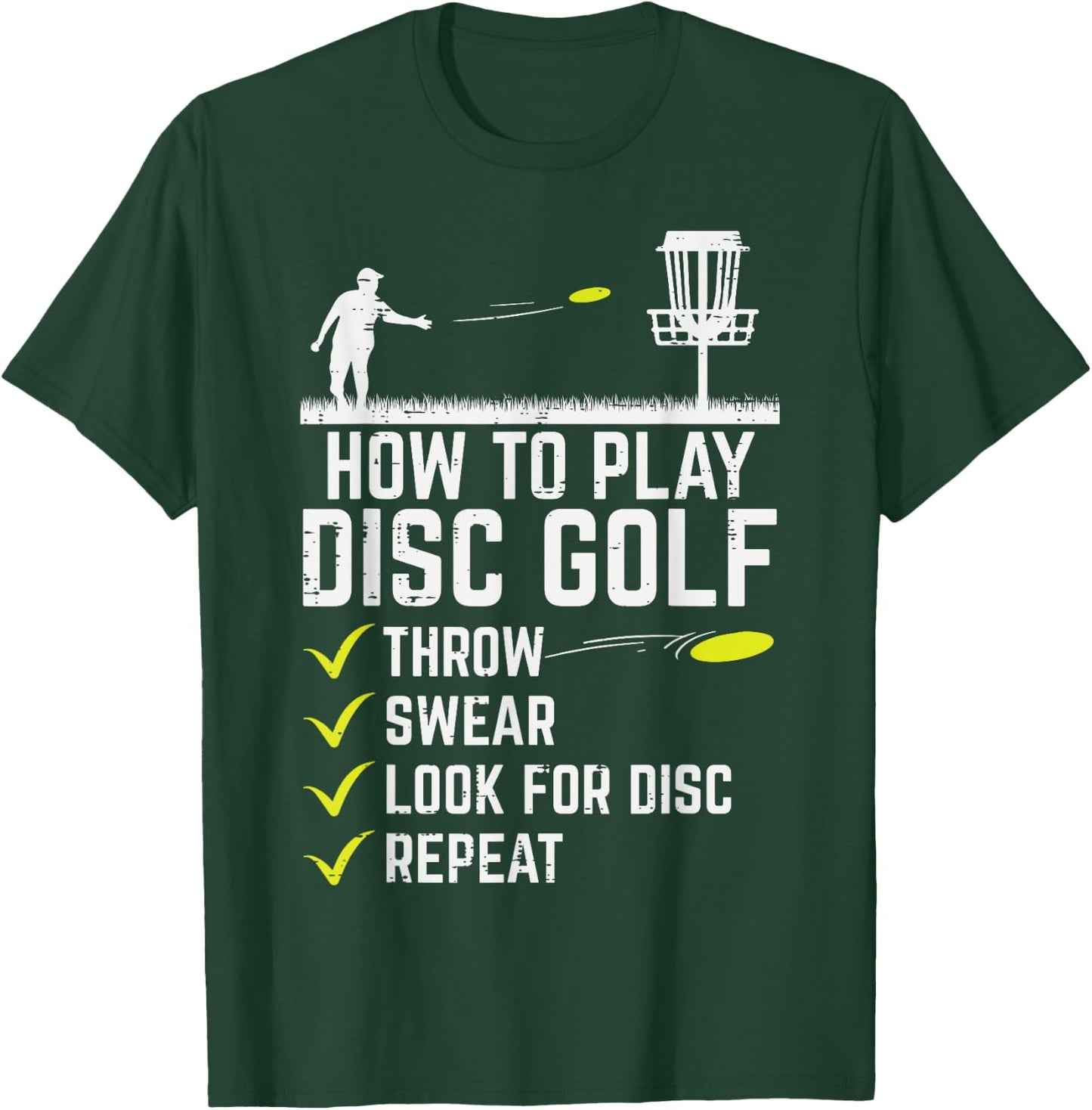 How To Play Disc Golf Throw Frisbee Frolf Joke Men Women T-Shirt - T-Shirt | Forest
