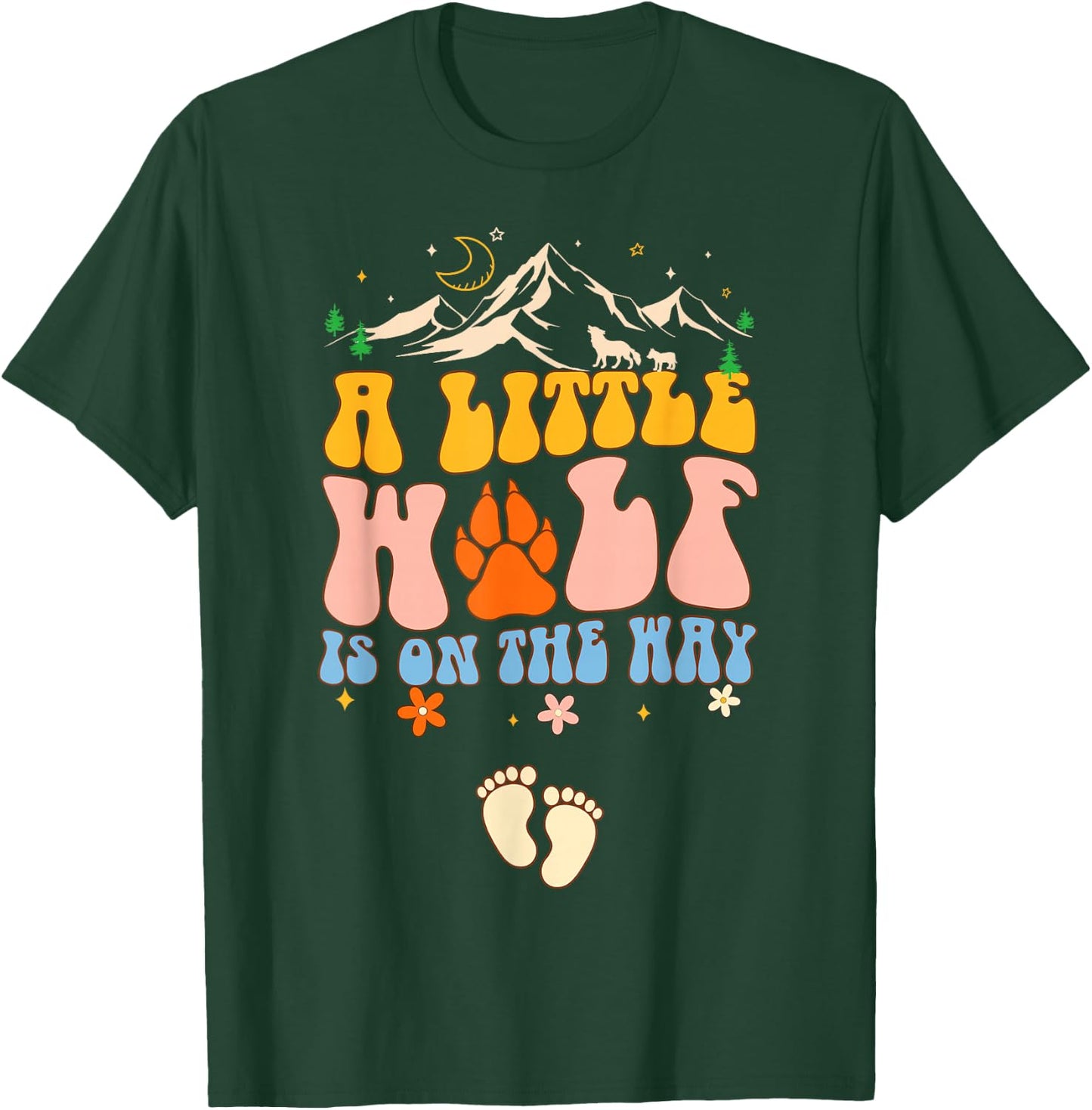 Pregnancy Announcement Mommy Little A Wolf Is On The Way T-Shirt - T-Shirt | Forest