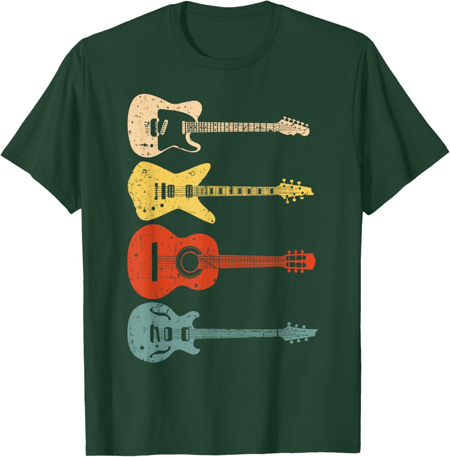Cool Guitar Players Art Men Women Vintage Acoustic Guitarist T-Shirt - T-Shirt | Forest