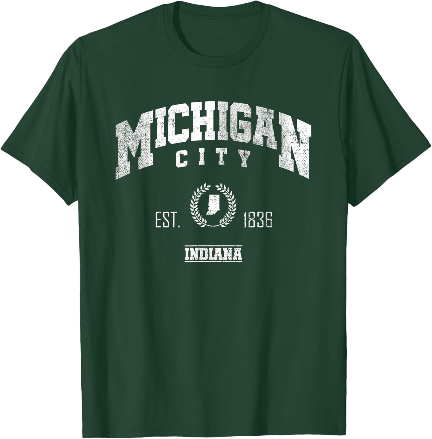 Michigan City IN | Indiana Throwback Sports T-Shirt - T-Shirt | Forest
