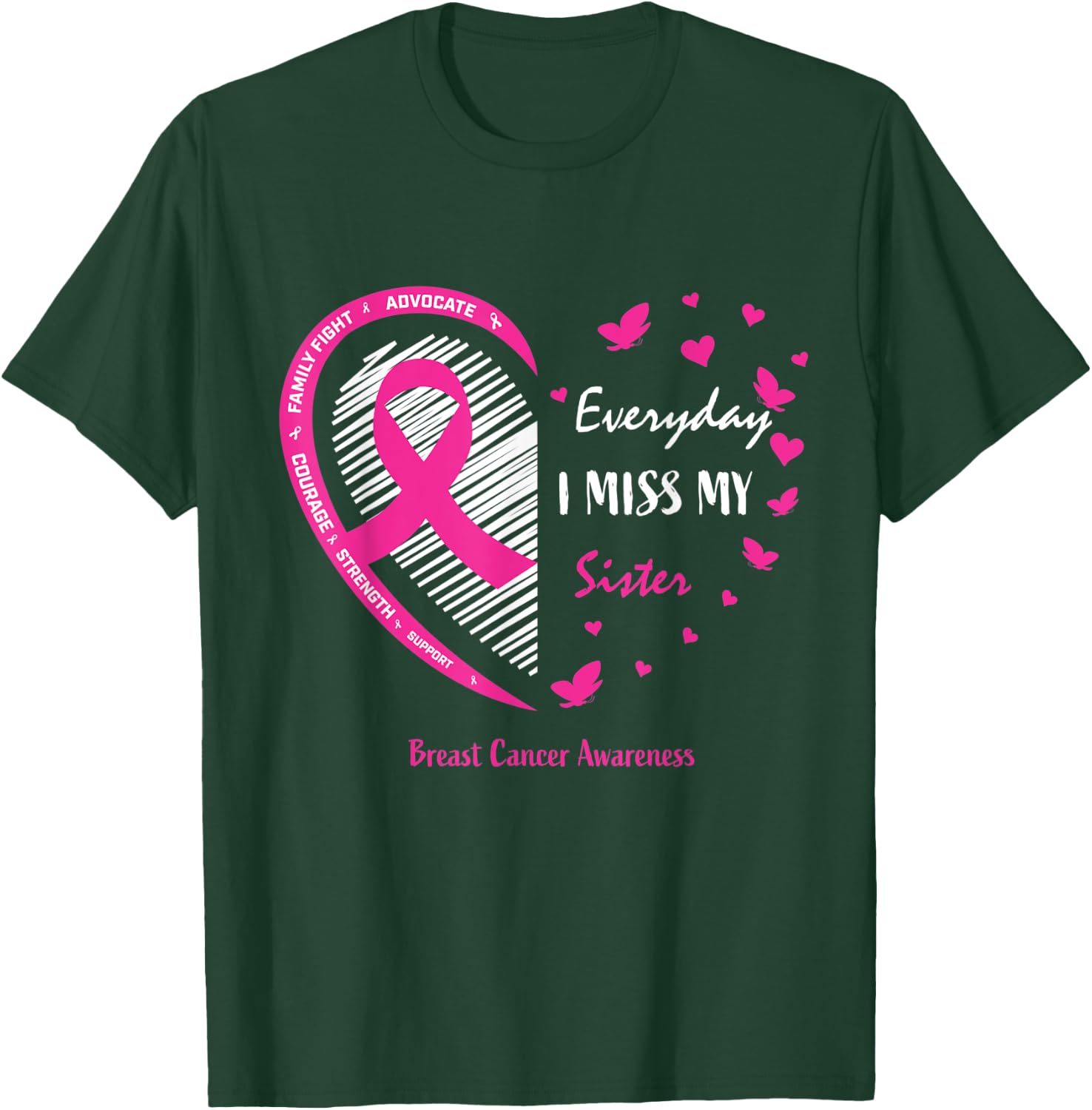 Remembrance Gifts Memory Of Sister Breast Cancer Awareness T-Shirt - T-Shirt | Forest