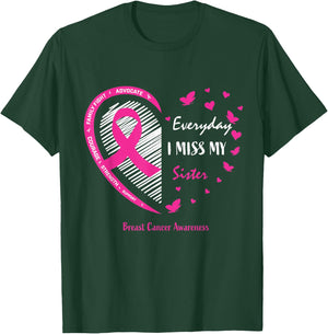Remembrance Gifts Memory Of Sister Breast Cancer Awareness T-Shirt - T-Shirt | Forest