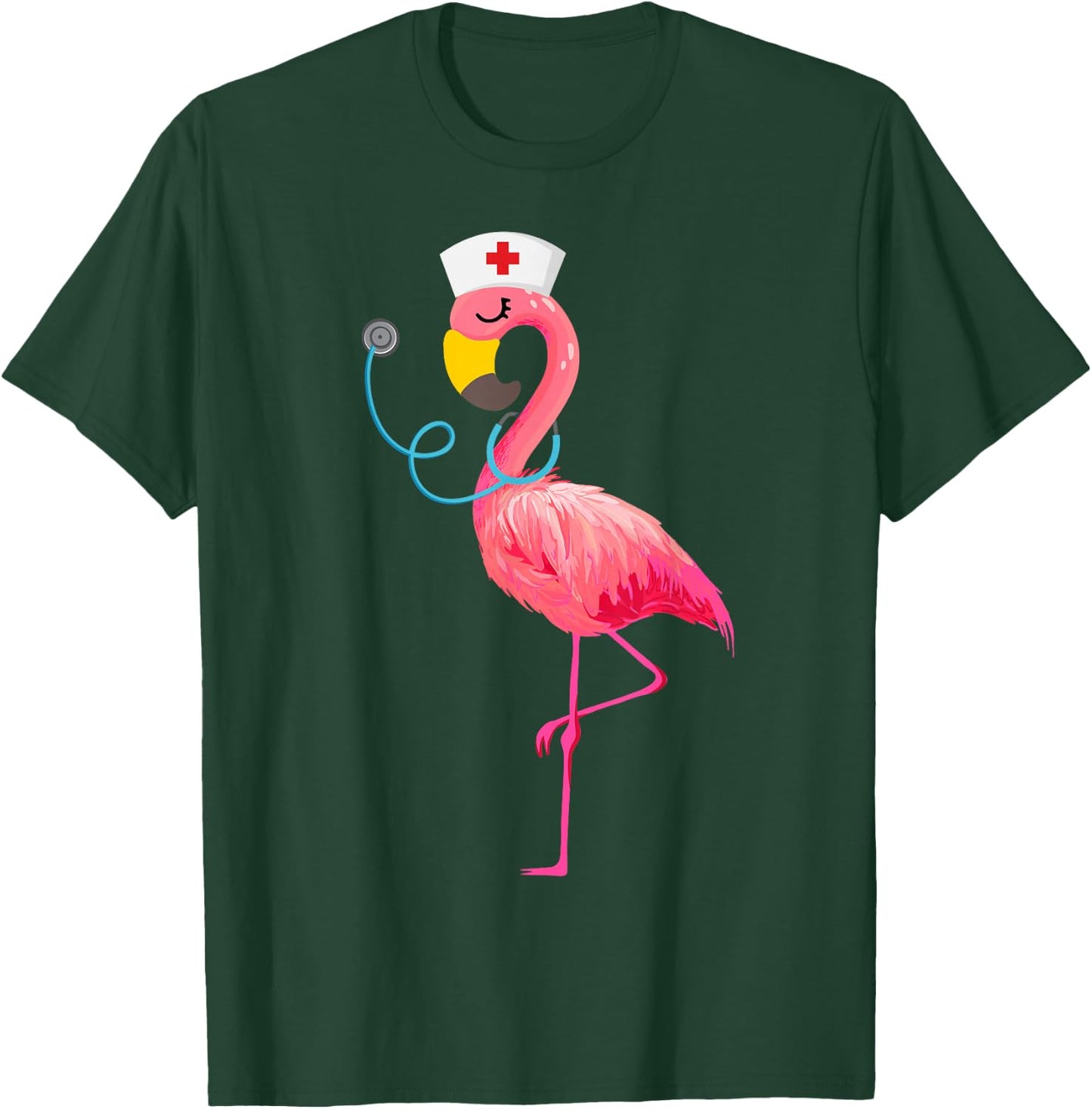 Nurse Flamingo Funny Flamingo Lover Nursing T-Shirt - T-Shirt | Forest